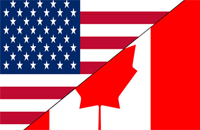United States of America and Canada split flag